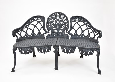 Lot 278 - A Victorian revival cast iron garden bench,...