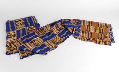 Lot 446 - West African Ghana tribal Ewe blue kente...