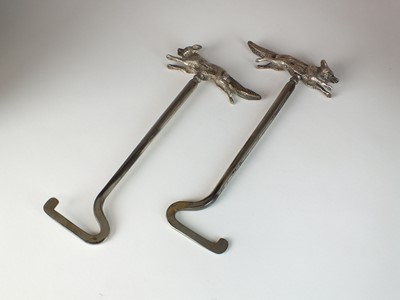 Lot 5 - A pair of silver fox handled  boot pulls