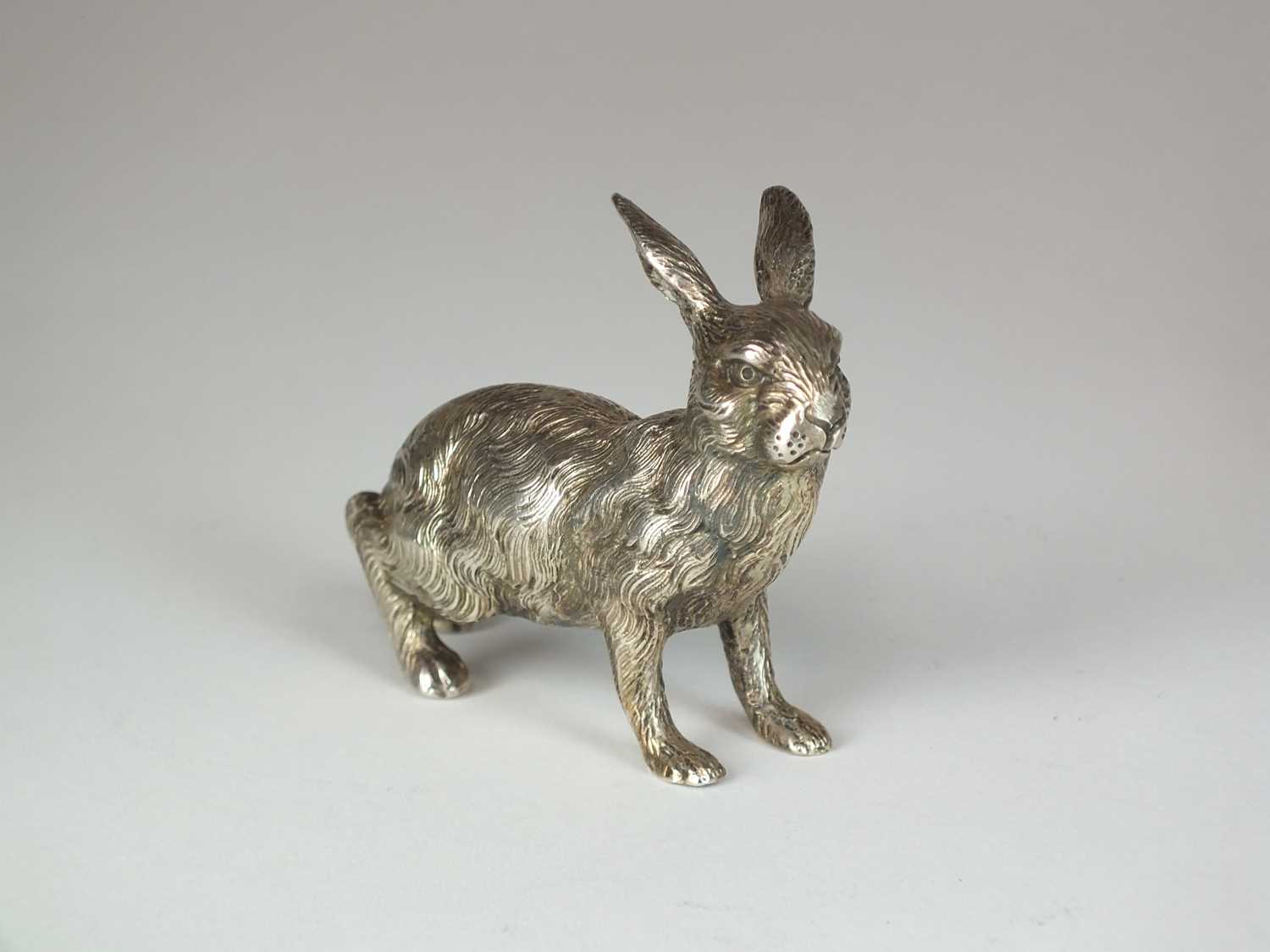 Lot 19 - A  German white metal model of a hare