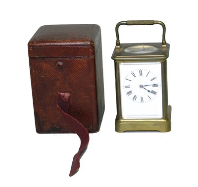 Lot 264 - An early 20th century French, brass carriage timepiece