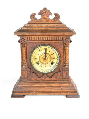 Lot 262 - An oak cased Ansonia American mantel clock