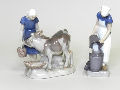 Lot 180 - Bing & Grondahl models of milkmaids and calves