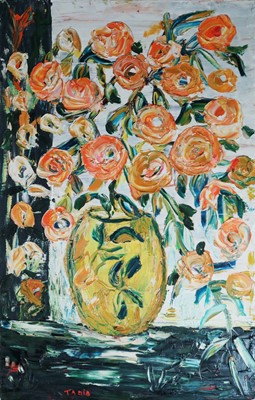 Lot 38 - Tania Gordon (Russian 20th Century) Still Life Orange Flowers in Vase