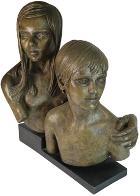 Lot 149 - Francis Roe (British 20th Century) Sculpture of Two Children
