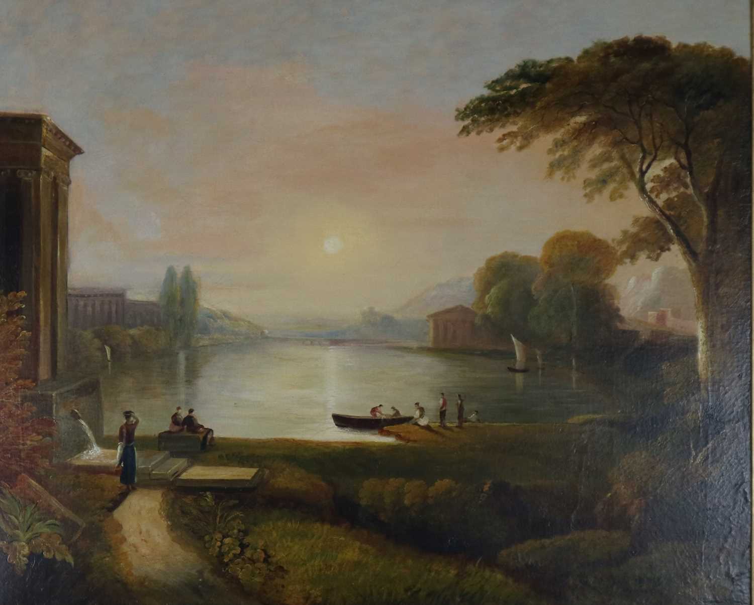 Lot 71 - English School (19th century), Neoclassical Style Lake Scene