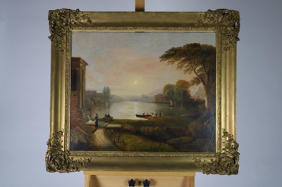 Lot 71 - English School (19th century), Neoclassical Style Lake Scene