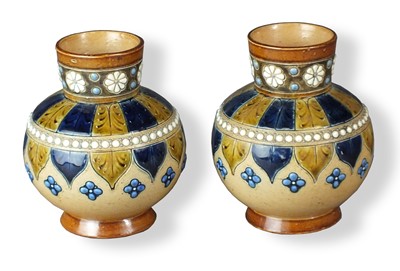 Lot 203 - A pair of James Stiff & Sons Lambeth stoneware vases