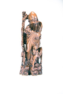 Lot 322 - A Chinese carved rootwood figure Shoulao