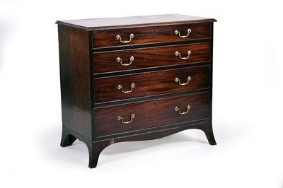 Lot 444 - A late George III mahogany chest of 4 long, graduated drawers