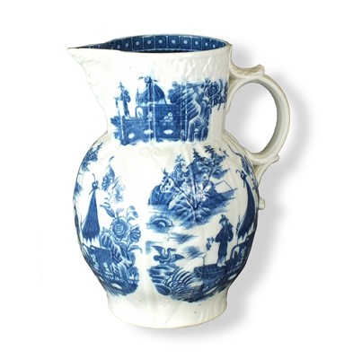 Lot 165 - Caughley 'Pleasure Boat' cabbage leaf jug