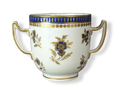 Lot 170 - Caughley 'Dresden Flowers' twin-handled chocolate cup