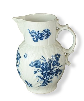 Lot 166 - Caughley 'Three Flowers' cabbage leaf jug, circa 1785-90