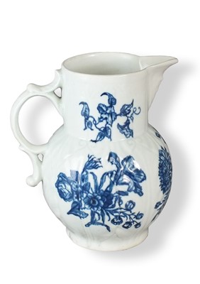 Lot 179 - Worcester 'Natural Sprays' cabbage leaf mask-head jug, circa 1760-70