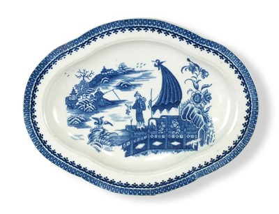 Lot 173 - Caughley 'Pleasure Boat' melon dessert dish, circa 1790