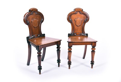 Lot 361 - A pair of Victorian mahogany hall chairs