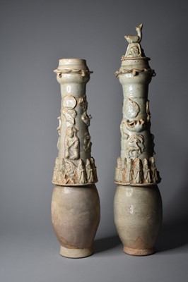 Lot 302 - Two Chinese funerary vases, Qingbai