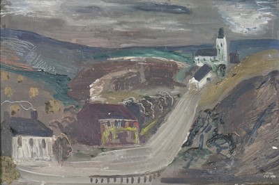 Lot 51 - Hugh Cronyn (British 1905-1996) Landscape with Church near the Sea