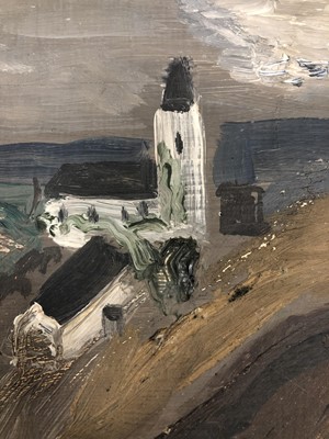 Lot 51 - Hugh Cronyn (British 1905-1996) Landscape with Church near the Sea