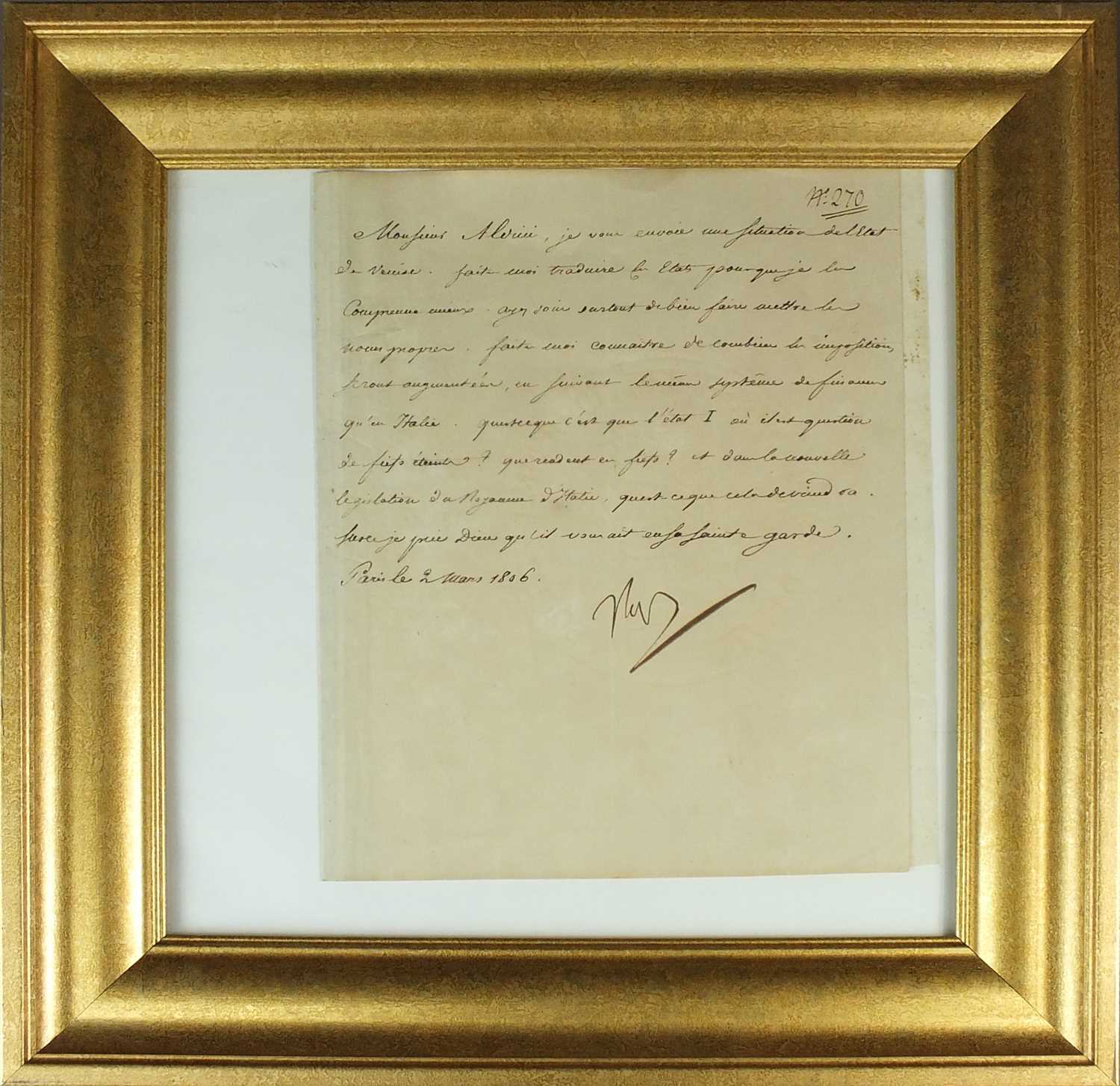Lot 230 - NAPOLEON I (1792-1821) autograph letter signed