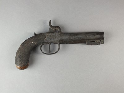 Lot 233 - 19th-century box-lock pocket pistol with bayonet