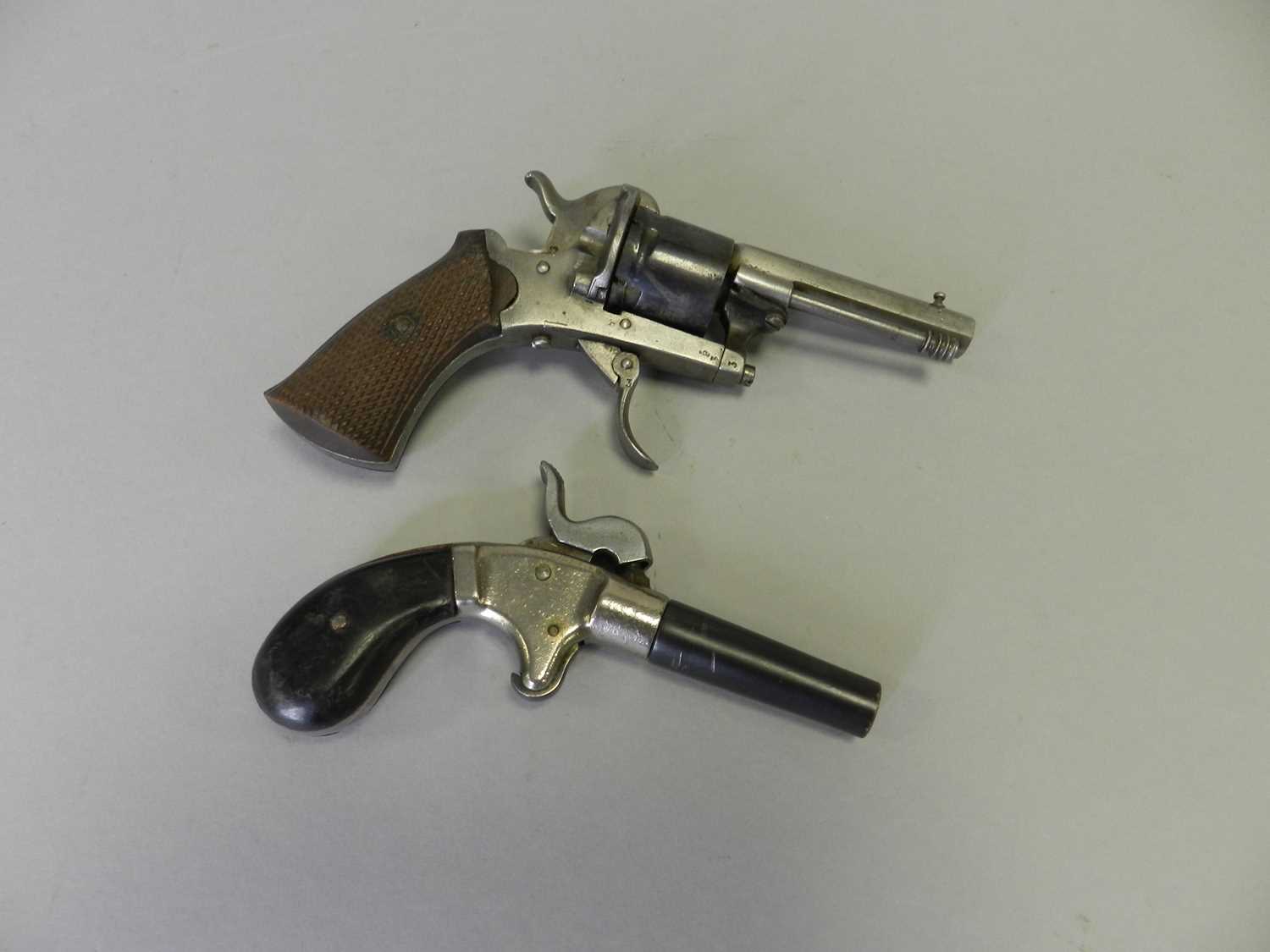 Lot 261 - Belgian 7mm six-shot revolver a single-shot pistol