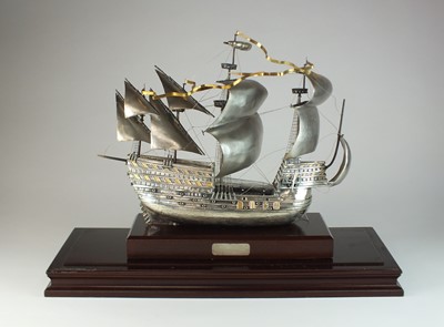 Lot 6 - A large silver model of Henry VIII's flagship the Mary Rose