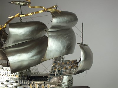 Lot 6 - A large silver model of Henry VIII's flagship the Mary Rose