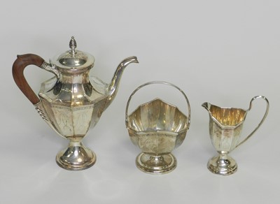 Lot 6 - A Neoclassical style three piece silver tea service