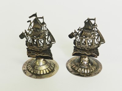 Lot 10 - A novelty pair of continental silver menu card holders