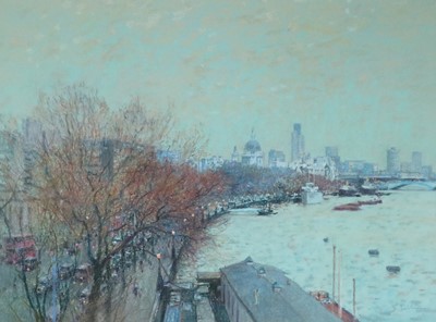 Lot 184 - Bob Richardson (British b.1938) Victoria Embankment from Waterloo Bridge