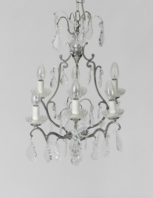 Lot 271 - Two cut glass six-light chandeliers