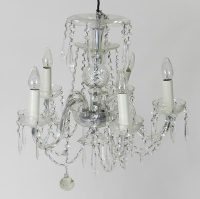 Lot 272 - A pair of cut glass five-light chandeliers