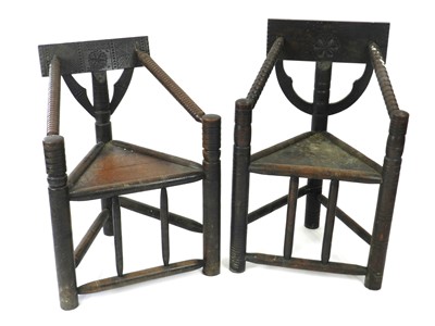 Lot 306 - Two Victorian carved and stained oak Turners' chairs