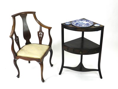 Lot 315 - A George III style washstand and an inlaid open armchair