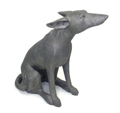 Lot 142 - A ceramic pedestal and stoneware figure of a dog
