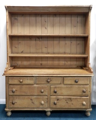 Lot 317 - An 19th century and later pine kitchen dresser