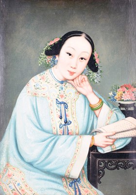 Lot 370 - Follower of Lam Qua, a pair of Chinese School portraits of a woman
