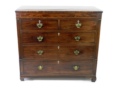 Lot 178 - A 19th century mahogany veneered, rectangular chest of drawers