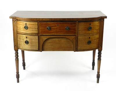 Lot 369 - A 19th century mahogany veneered bow-fronted sideboard