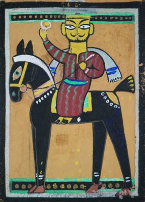 Lot 143 - Circle of Jamini Roy (Indian 1887-1972) Man on Horseback