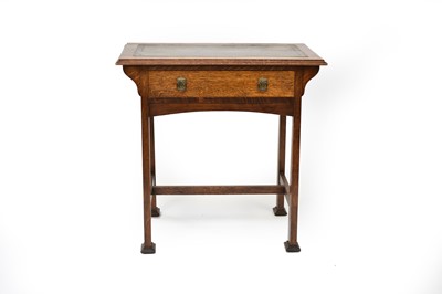 Lot 376 - A Liberty style, Arts and Crafts style, oak writing table, circa 1900