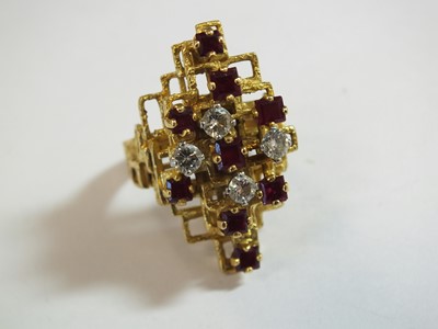Lot 78 - A ruby and diamond abstract dress ring