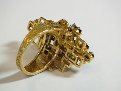 Lot 78 - A ruby and diamond abstract dress ring