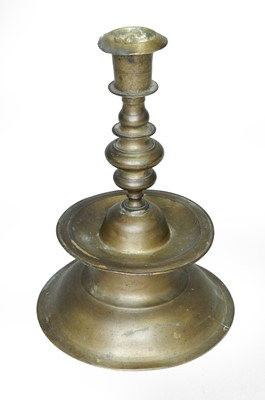 Lot 110 - An 18th/19th century, 17th century style, brass candlestick