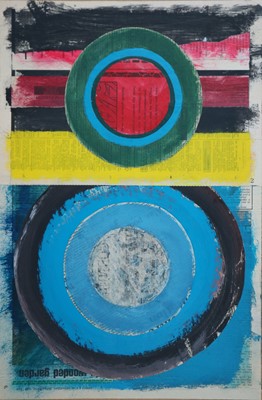Lot 59 - George Holt (British 1924-2005) Three Abstract Mixed Media Works Circular Forms