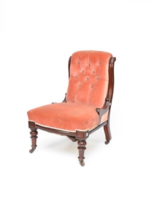 Lot 65 - An upholstered oak library chair and a button-back chair