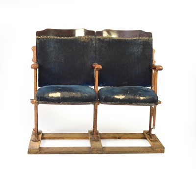 Lot 67 - A twin-set of upholstered cast-iron theatre or cinema seats