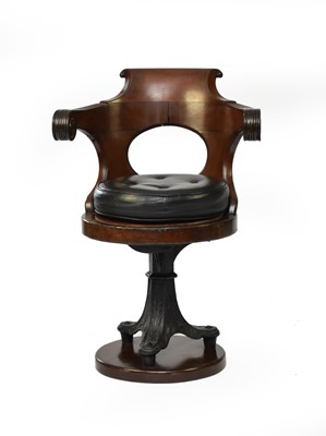 Lot 72 - A mahogany and cast-iron revolving steamship chair