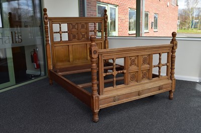 Lot 71 - A Gillows late Victorian Gothic revival oak double bed, probably Bruce Talbert
